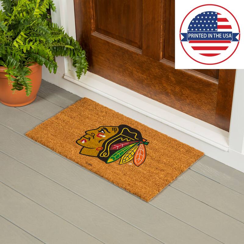 Coir Door Mat, 16"x 28", Chicago Blackhawks - 28" x 16"