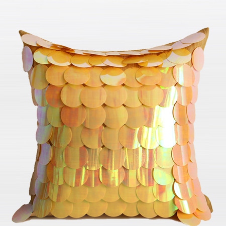 Yellow outlet sequin pillow
