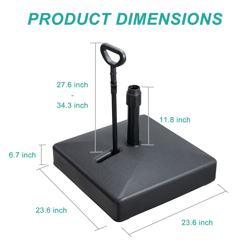 Aoodor Patio Umbrella Base Heavy Duty with Wheels and Pull Rod - Black