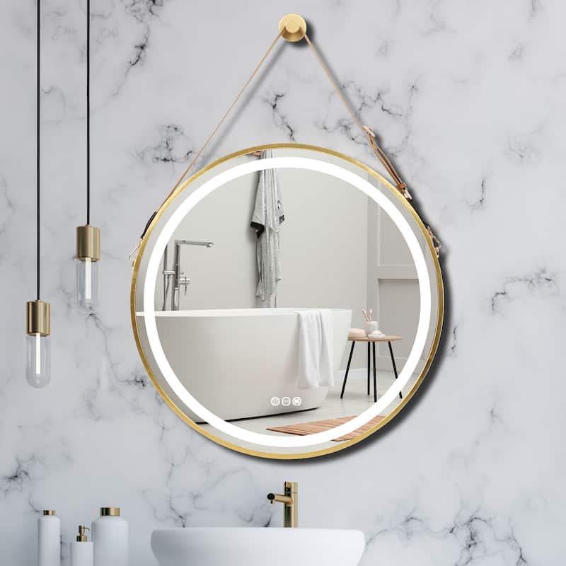 Smart Round LED Bathroom Mirror Light Frame Defogger Dimmable 3 Color