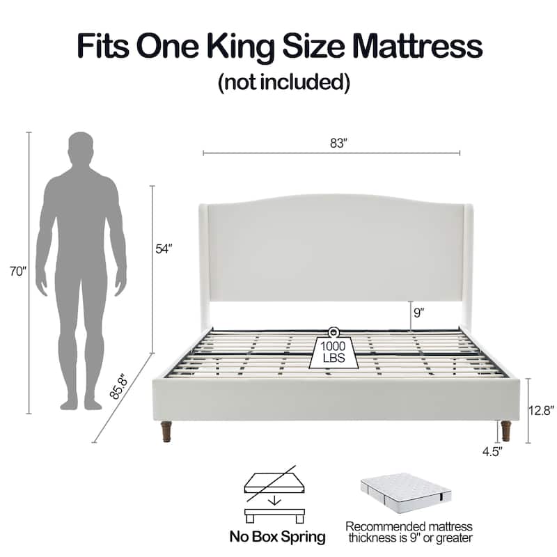 Christopher Knight Home - Marshall Classic Bed Frame with 54" Camelback Headboard