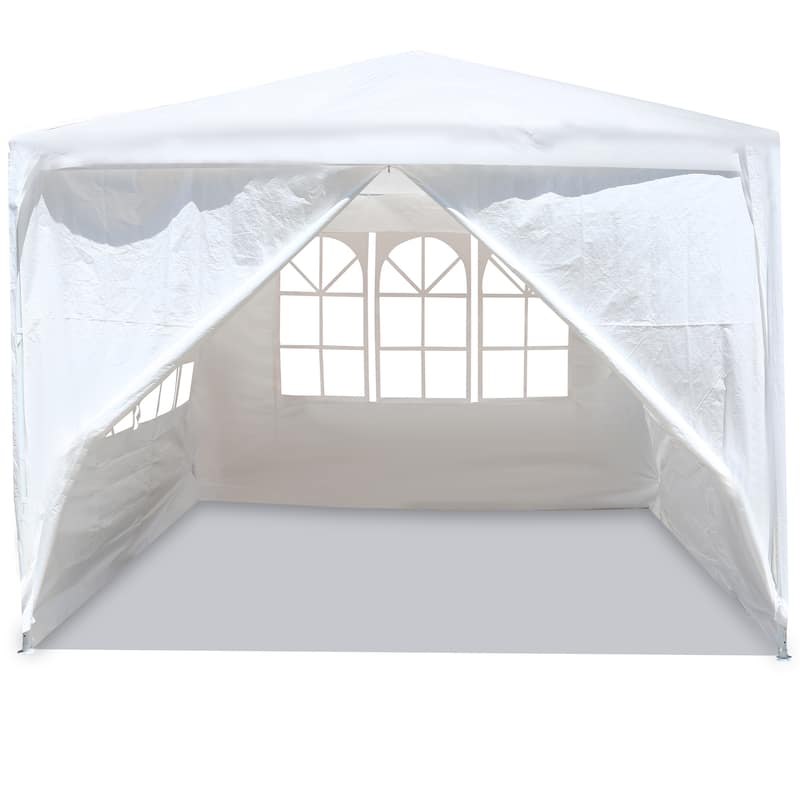 10'x10' Outdoor Tent Heavy Duty Gazebo Canopy with 4 Removable Walls - 10x10 ft - 10x10 ft - White