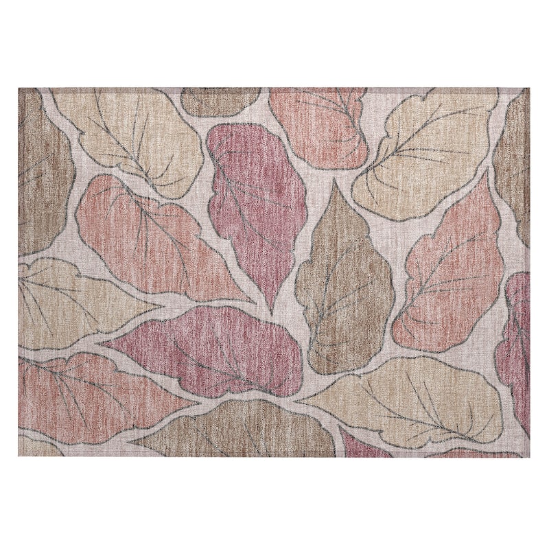 Machine Washable Indoor/ Outdoor Contemporary Floral Chantille Rug