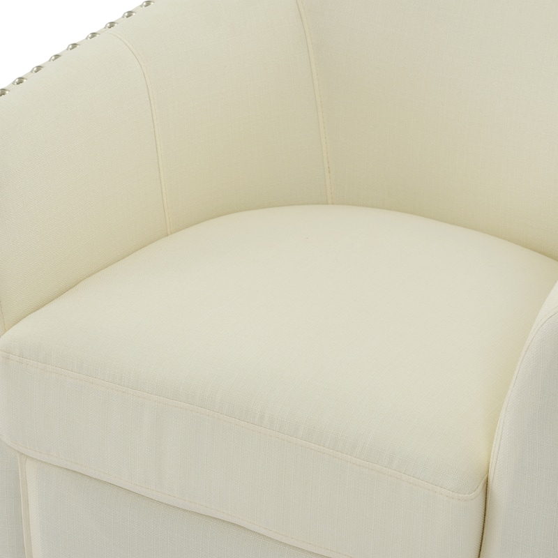 George 2 Set 30"W Upholstered Swivel Barrel Chair with Nailheads