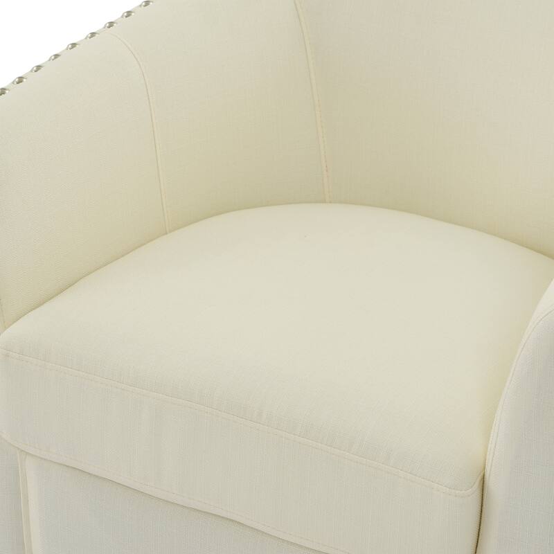 Modern Nailhead Upholstered Linen Swivel Accent Chair