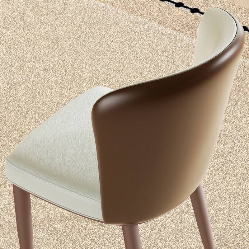 PU Leather Dining Chairs Set of 2, Ergonomic Upholstered Lounge Chair, Accent Chair with Curved Backrest & Carbon Steel Legs