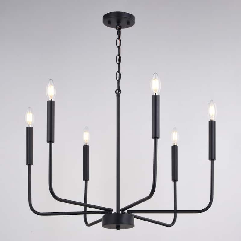 Beldon 6 Light Black Contemporary Chandelier Candelabra - 26-in W x 23.75-in H x 26-in D