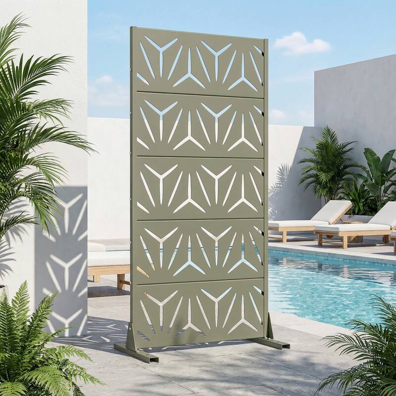 72" H×47"W Dovelina Black Outdoor Freestanding Metal Privacy Screen Decorative Garden Fence