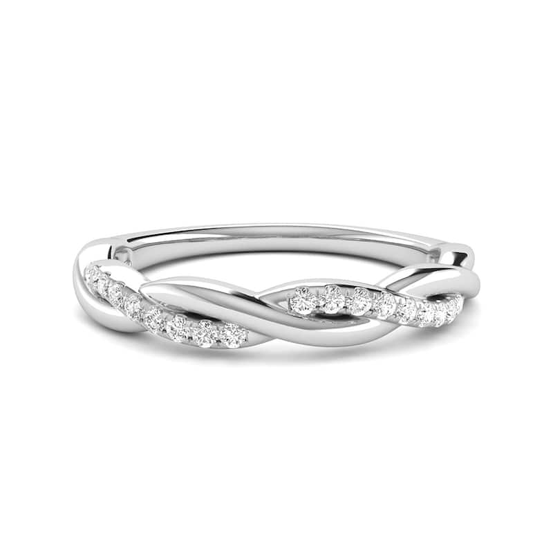 Marquee Jewels 1/10 Carat TW Diamond Wedding Band in 14K White Gold