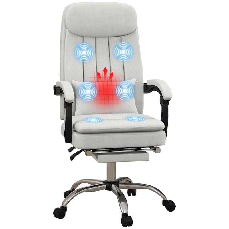 Vinsetto Microfibre Vibration Massage Office Chair, Heated Reclining Computer Chair with Footrest