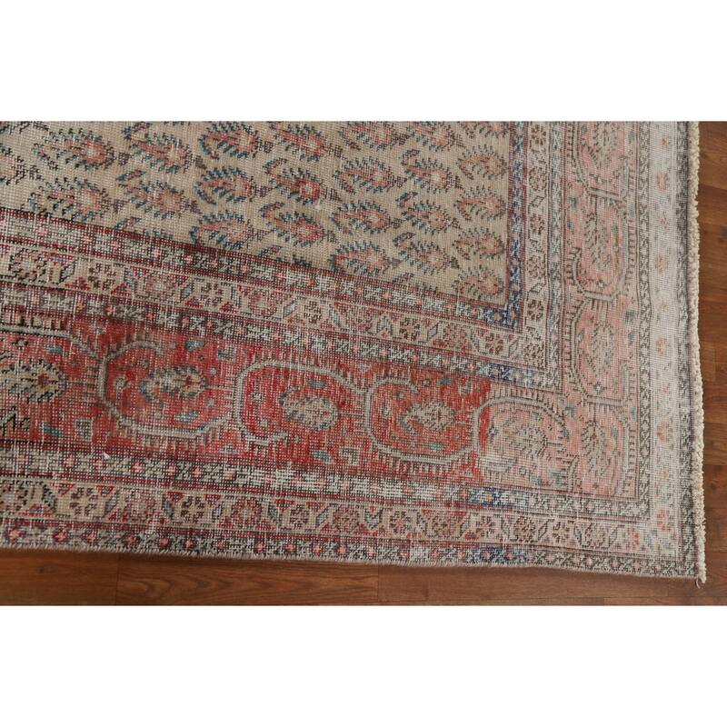 Hand-knotted Distressed Boteh Botemir Persian Area Rug Wool - 7'6" x 10'7"