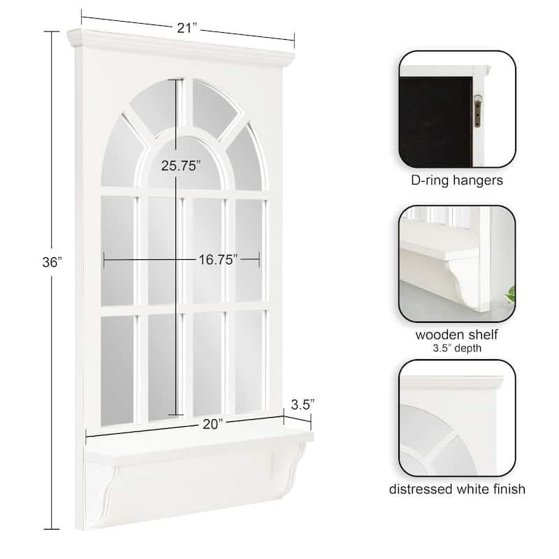 Kate and Laurel Wallhaus Wall Mirror with Shelf - 21x36