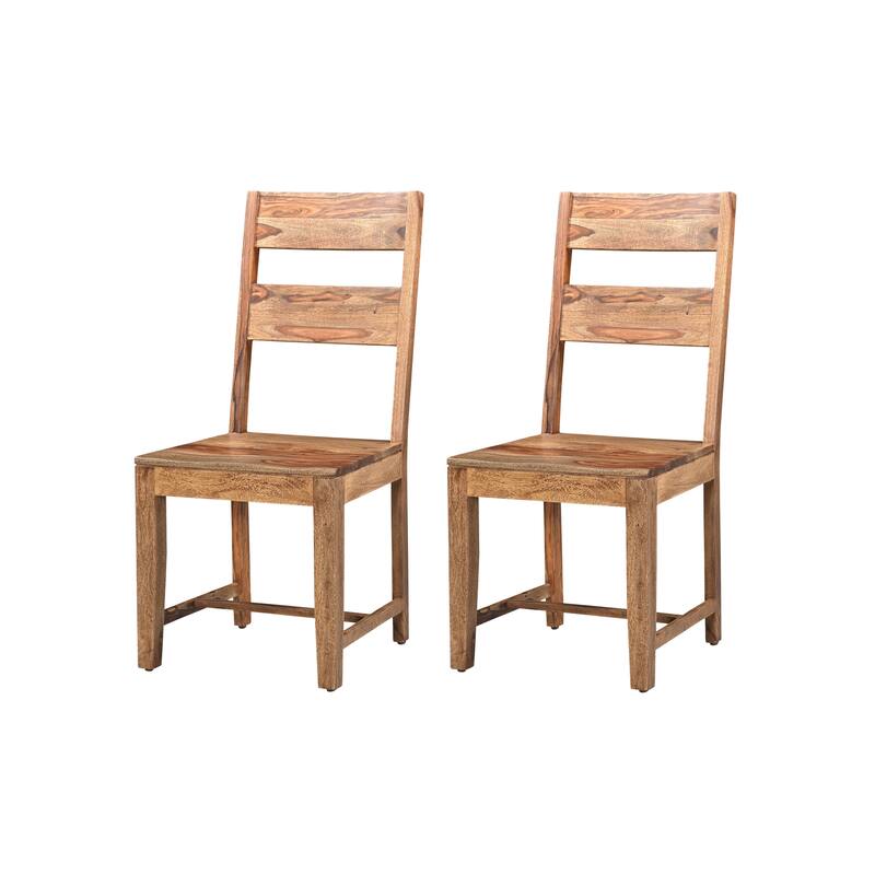 HomeRoots Set of Two Brown Solid Wood Ladder Back Dining Side Chairs - 18 in. x 39 in. x 18 in.