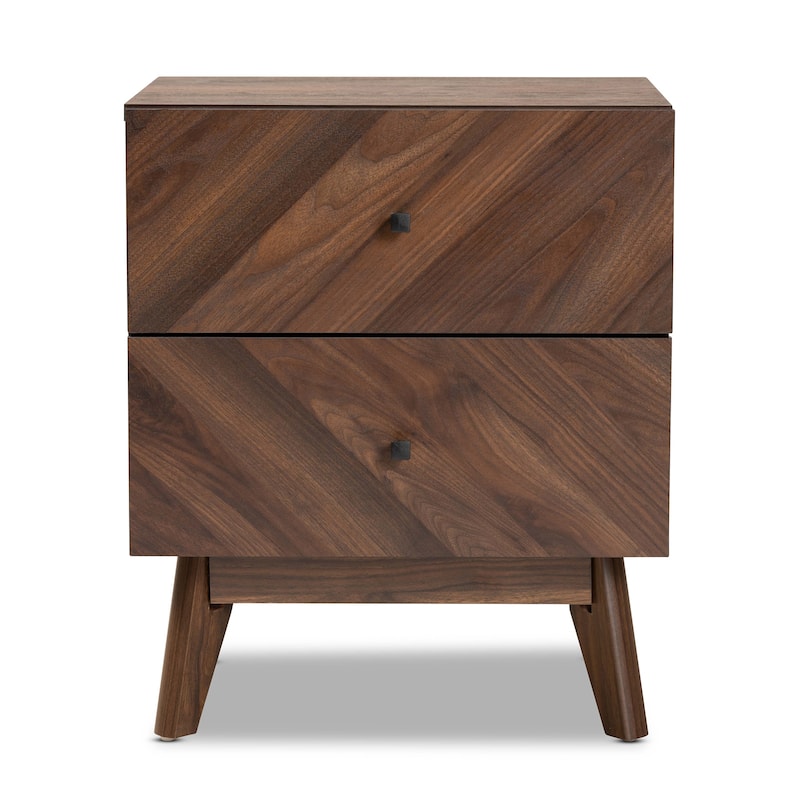 Hartman Mid-Century Modern Walnut Finished Wood 2-Drawer Nightstand