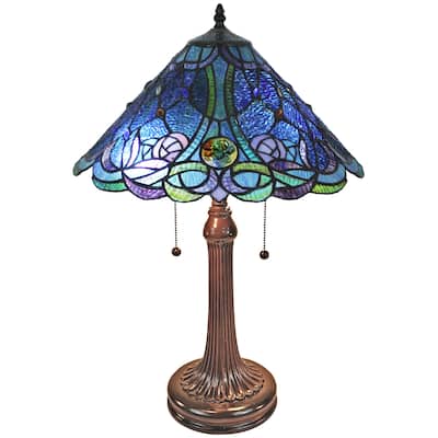 Tiffany Style Table Lamp 24" Tall Stained Glass AM1102TL16B Amora Lighting