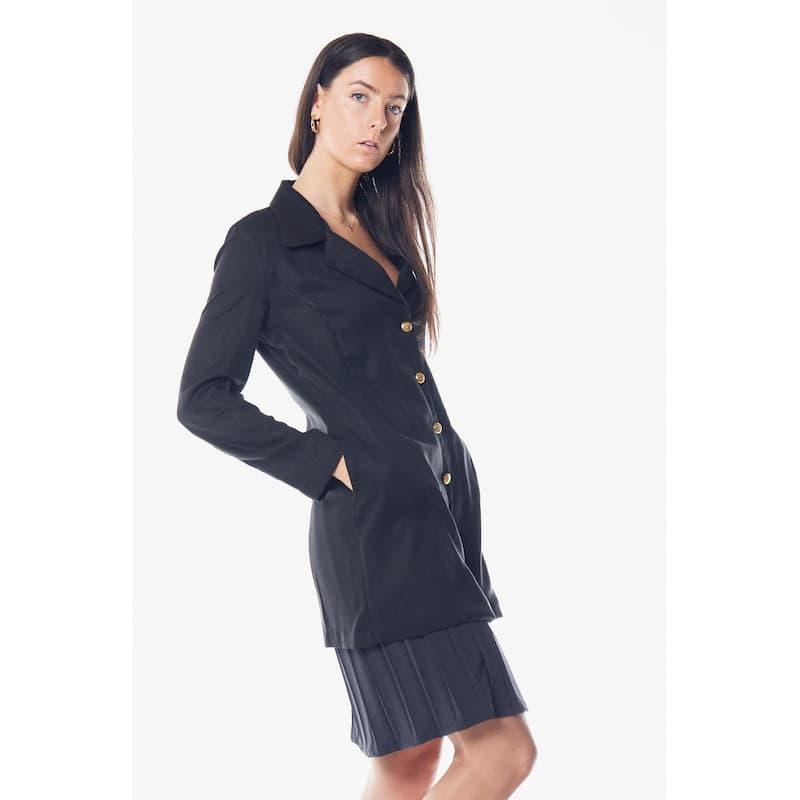 The Grace Long Blazer Dress in Black - L