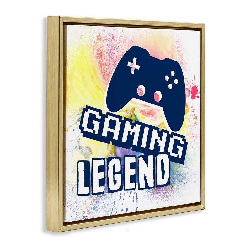 Stupell Gaming Legend Modern Splatter Framed Floater Canvas Wall Art Design By Marcus Prime