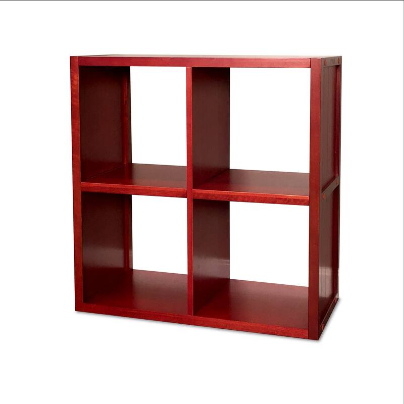 John Louis Home Solid Wood 4 Cube Storage Organizer Red Mahogany