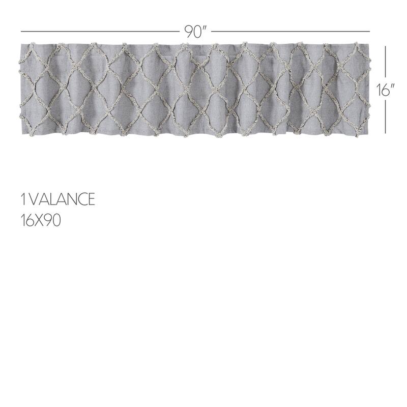 Frayed Lattice Creme & Black Valance 16x90 - M - Grey - M