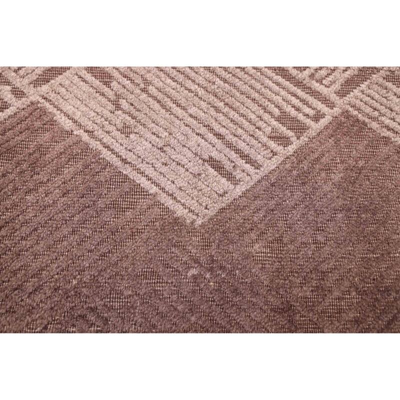 ECARPETGALLERY Hand Loomed Elysian Dark Brown Viscose, Wool Rug - 6'6 x 9'10