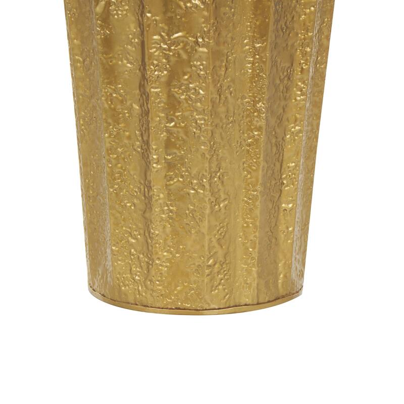 Metal Tall Textured Hammered Floor Decorative Vase - Set of 2 Gold - Roche River Decor