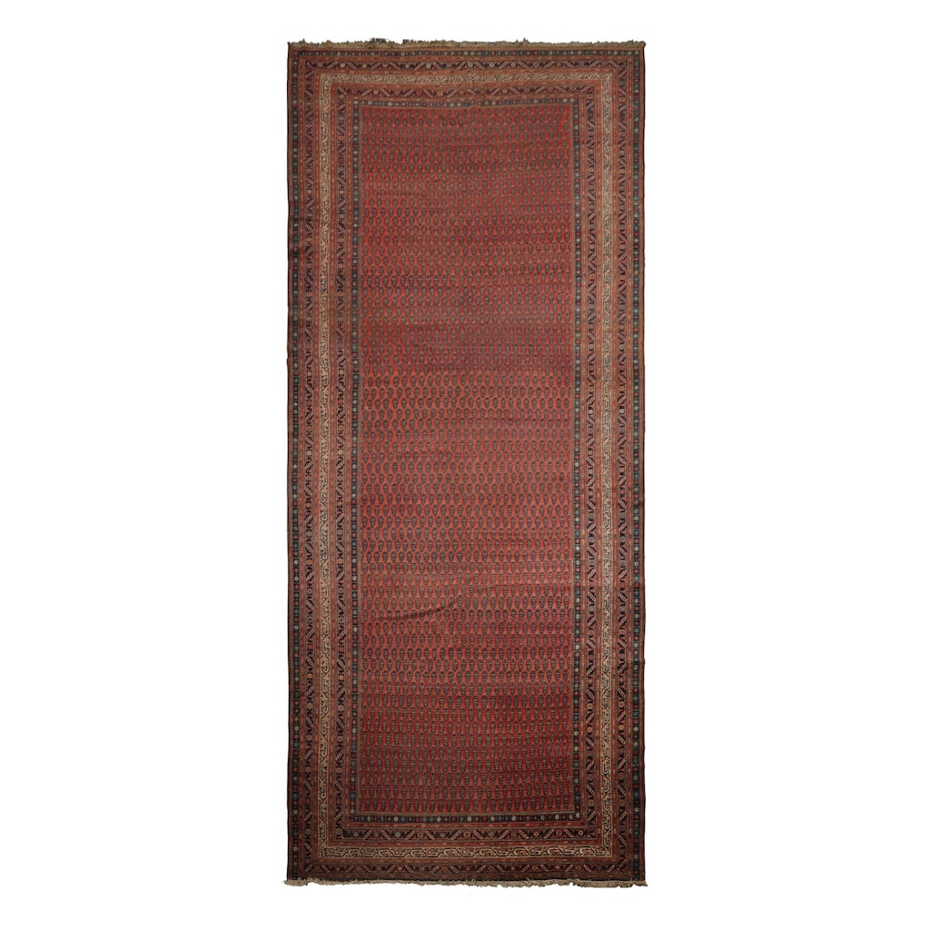 6'11''x15'9'' Hand Knotted Wool Antique Rose Paisley Rug - 6' 11'' x 15' 9''