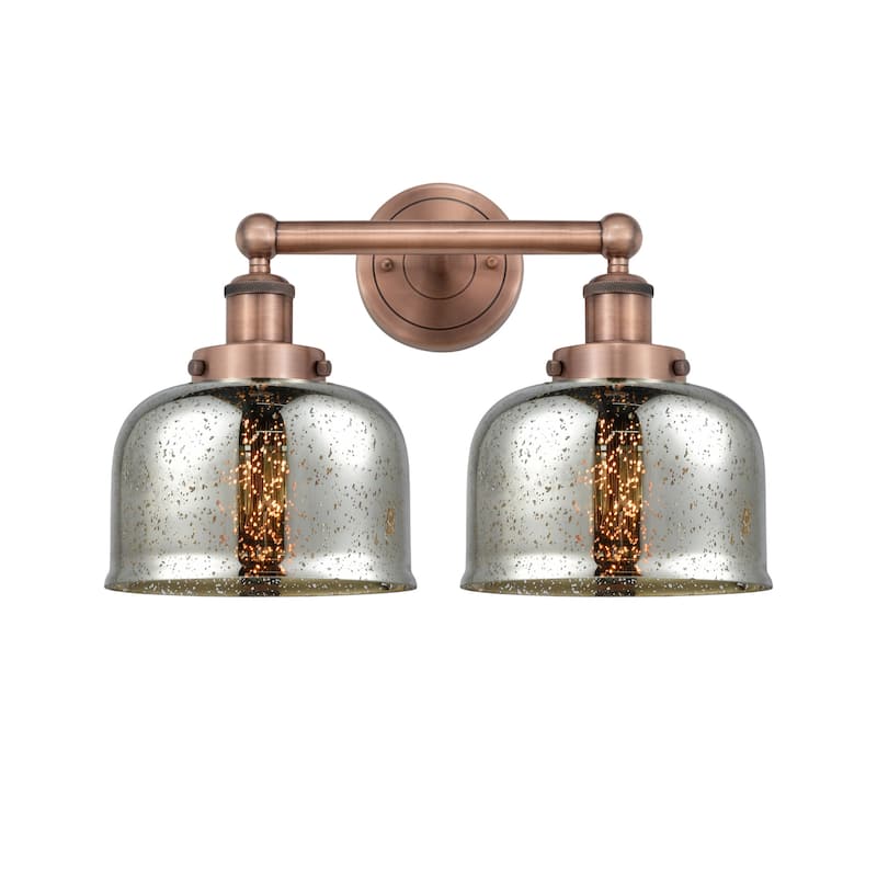 Innovations Lighting 616-2W-10-16-L Bell Vanity Bell 2 Light 16" Wide - Antique Copper / Silver Plated Mercury