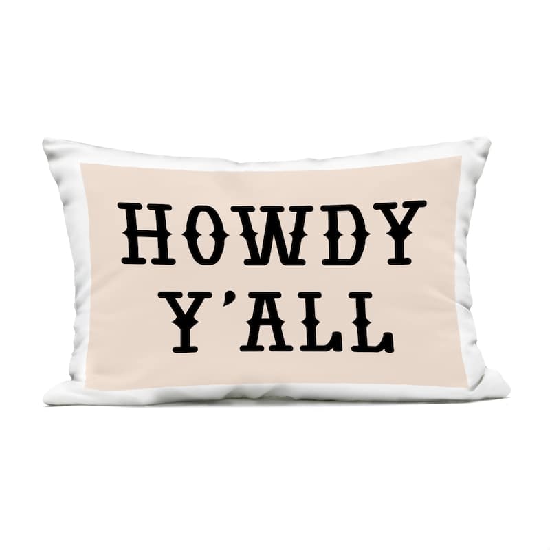 Stupell Southwestern Howdy Y'all Printed Outdoor Throw Pillow Design by Daniela Santiago - Accent - Polyester - Pink - Single