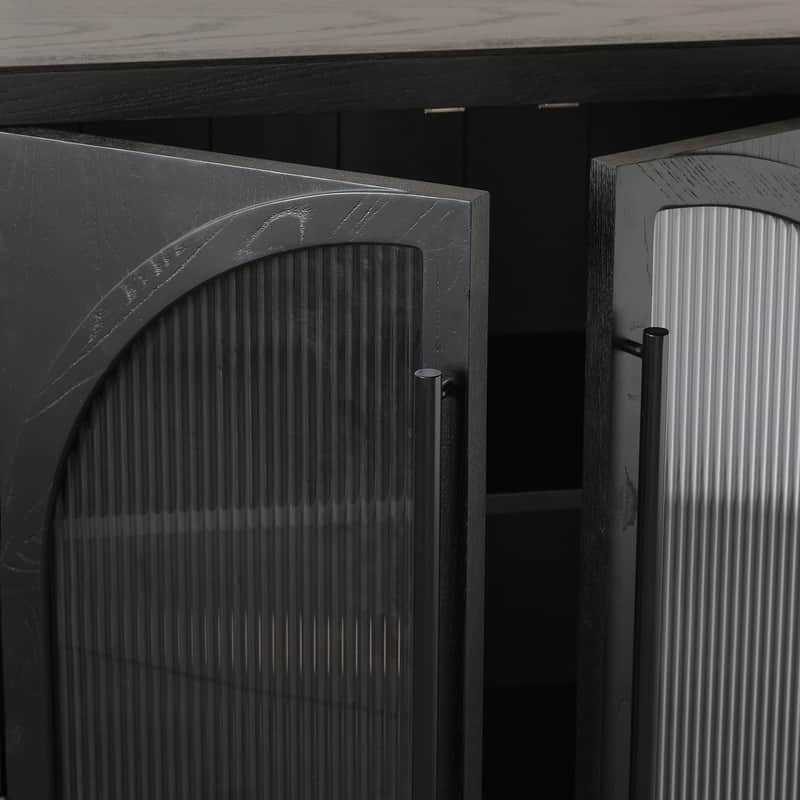 Spruce & Spring Modern American Black Oak Sideboard, Stylish Storage Buffet Cabinet for Dining & Living Room