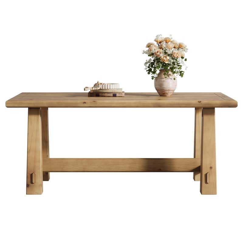 47-Inch Sturdy Rectangular Solid Wood Coffee Table