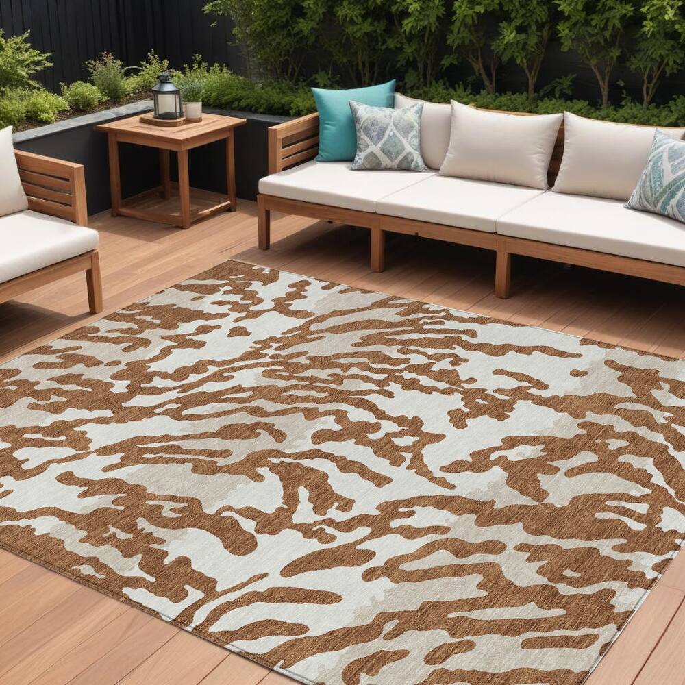 HomeRoots Animal Print Transitional Rectangle Outdoor Rug