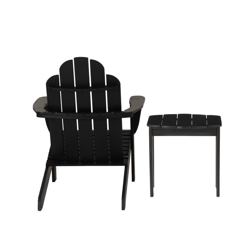 Gavil Black Acacia Wood 2-Piece Adirondack Chair and Table Set