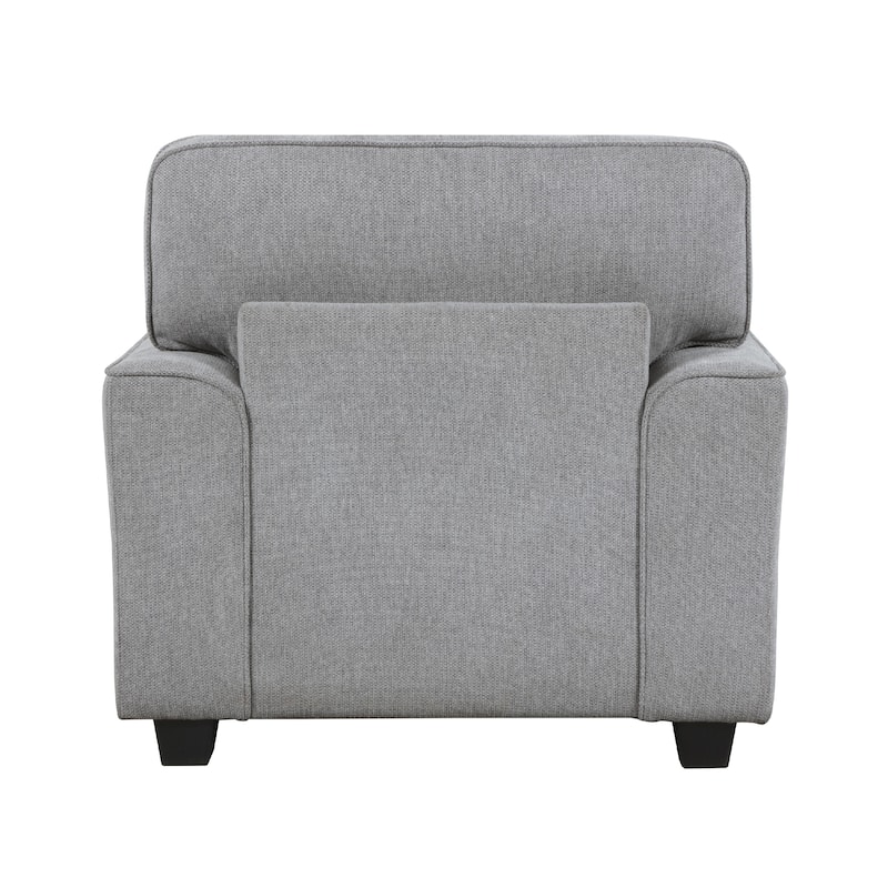 Brady Accent Armchair, Gray Chenille, Nailhead Trim, Black Legs