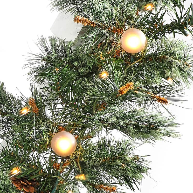 6' x 12" Twinkle & Globe Pre-lit Cottonwood Garland