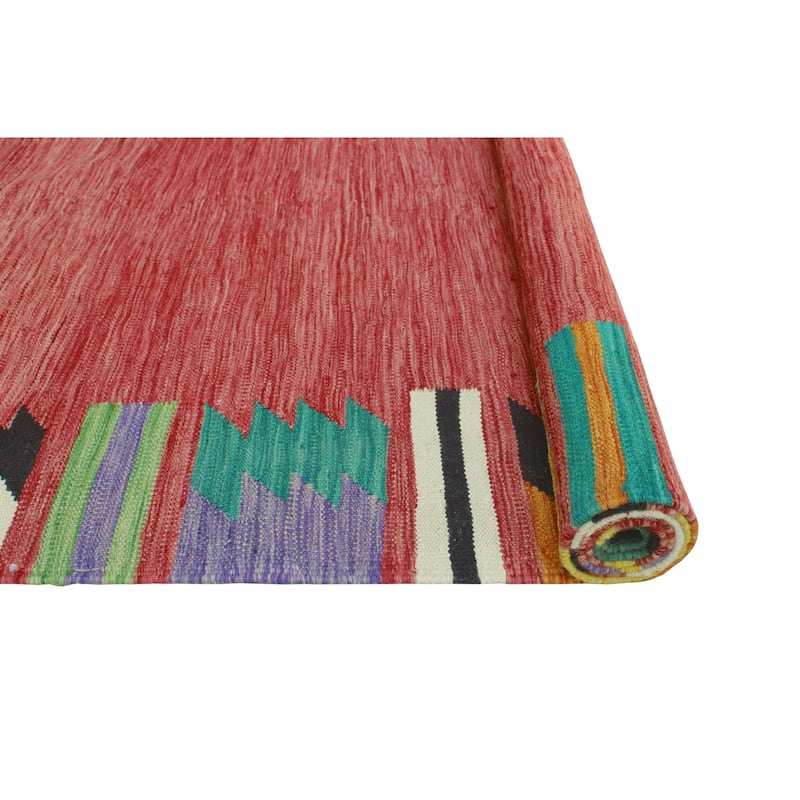 Modern Flatweave Conrad Red/Black Rug - 5'8" x 8'2"