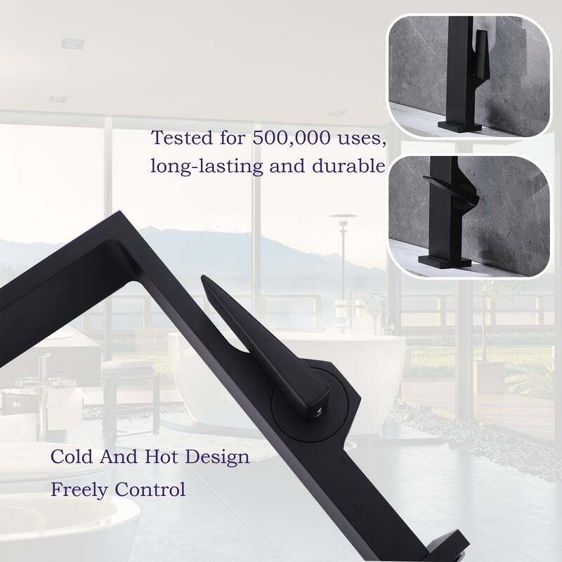 Deck Mounted Right-angle Bathroom Faucet Single Hole with Single Handle, Black/Gold/Grey