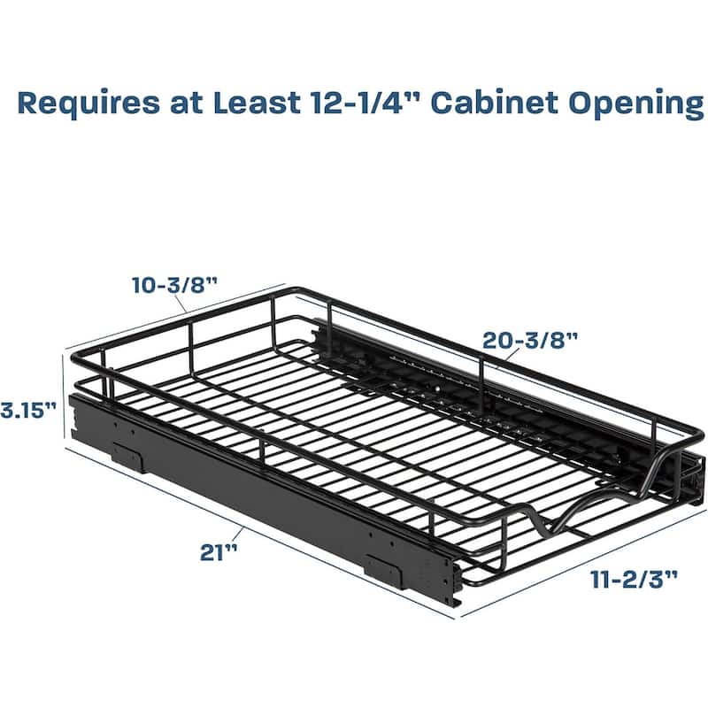Hold N' Storage - Black Pull Out Cabinet Organizer, Heavy Duty Metal with Lifetime Limited Warranty