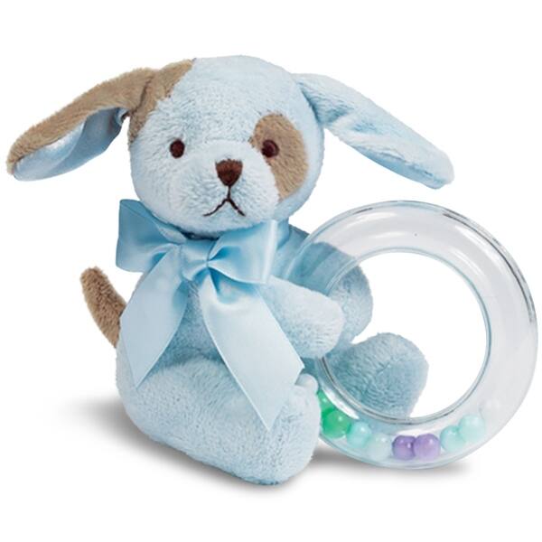 slide 2 of 6, Bearington Baby Waggles 5" Blue Puppy Dog Shaker Rattle