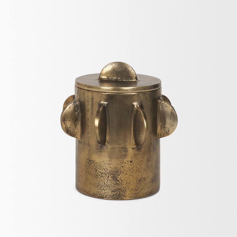 Deacon Large Matte Black Metal Canister with Sculptural Handles