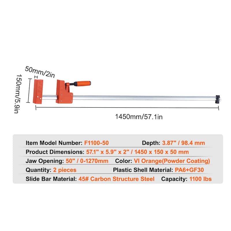 Bar Clamps for Woodworking, Even Pressure, High-strength Plastic and Carbon Steel, Wood clamps for Woodworking Metal Working