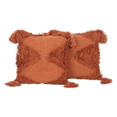 Novica Handmade Copper Delight Cotton Cushion Covers (Pair)