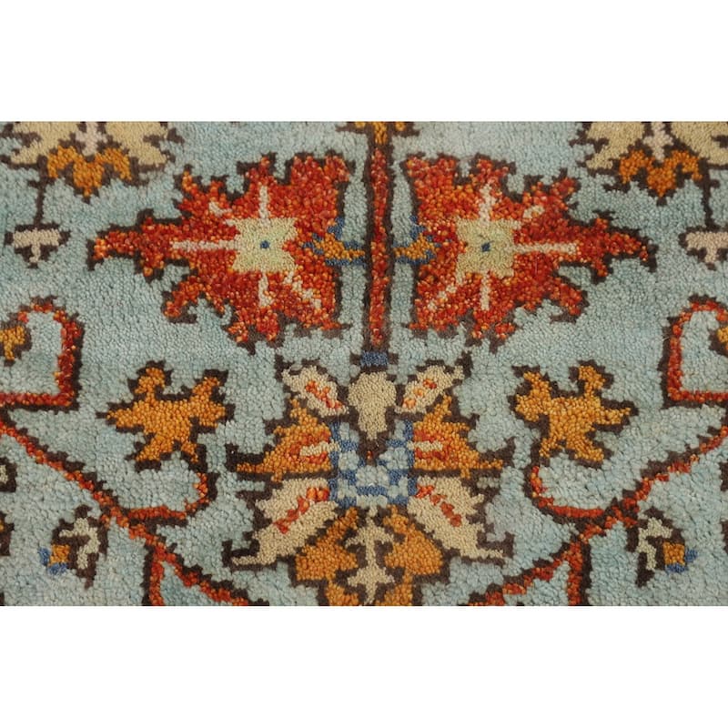 Blue Oushak Oriental Foyer Rug Hand-Knotted Wool Carpet - 4'0"x 6'0"