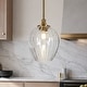 preview thumbnail 1 of 10, Modern Glam 1-Light Brass Clear Ribbed Glass Pendant Light for Kitchen Island - 9"