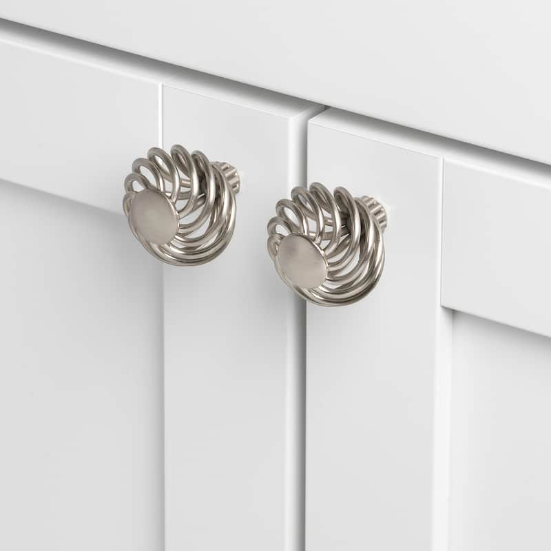 GlideRite 1.5-inch Satin Nickel Round Birdcage Cabinet Knobs (Pack of 10)