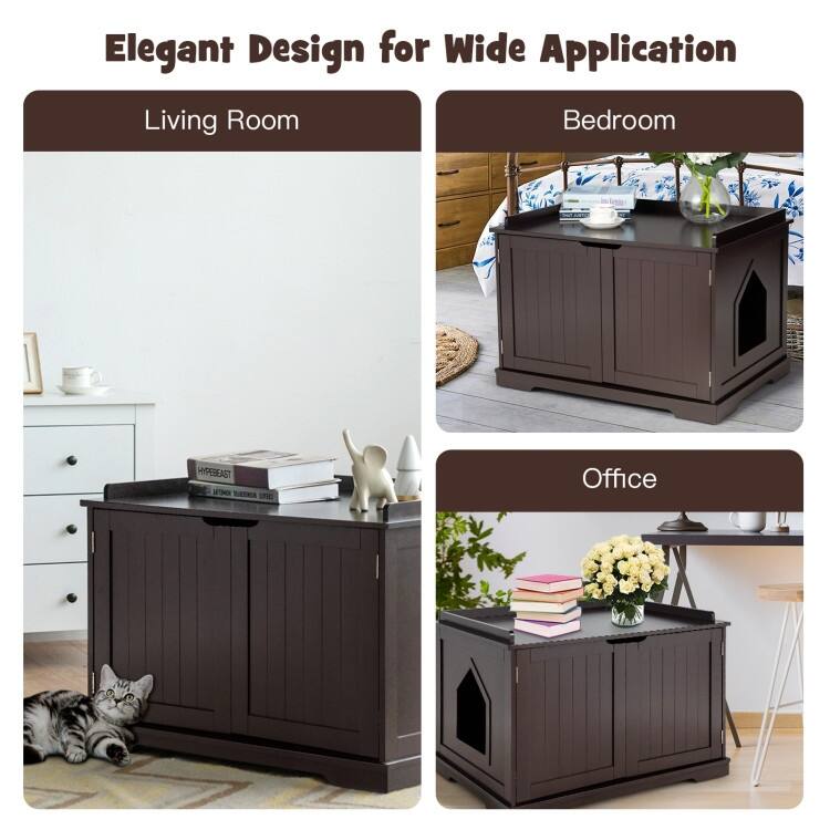 Multifunctional Cat House with Double Doors and Extra Countertop Space
