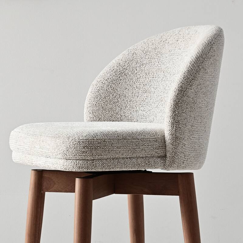 25.5" Swivel Upholstered Counter Stool Solid Wood Leg(Set of 2)