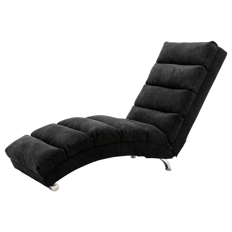Luxury Upholstered Chaise Lounge Chair with Vibration for Relaxation, Fixed Back Fabric Leisure Recliner Sofa