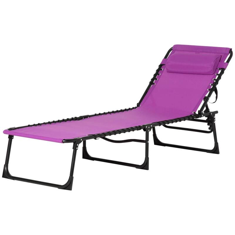 Foldable Chaise Lounge,4-Pos Recline,Trifold Portable,Breathable Mesh