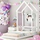 preview thumbnail 1 of 7, Twin House-shaped Roof Headboard Floor Bed Kidsbed, White White