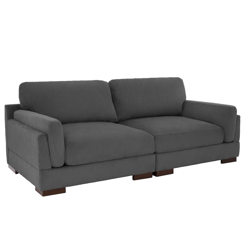 Modern 90 inch Corduroy Loveseat Deep Seat Sofa